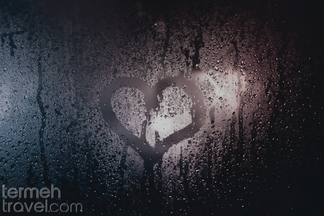 Heart on a window rains- Termeh Travel