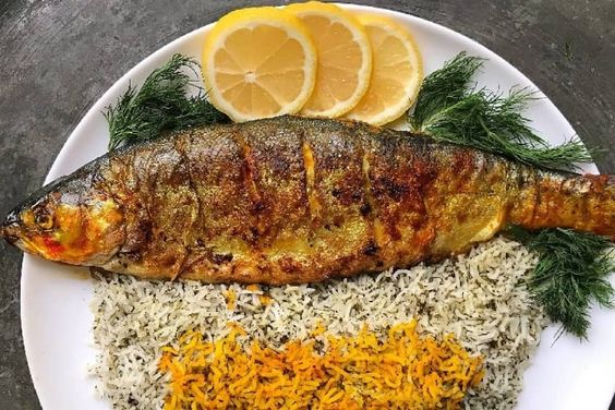 Sabzi Polo ba Mahi - Vegetable Rice and Fish - Iranian dish