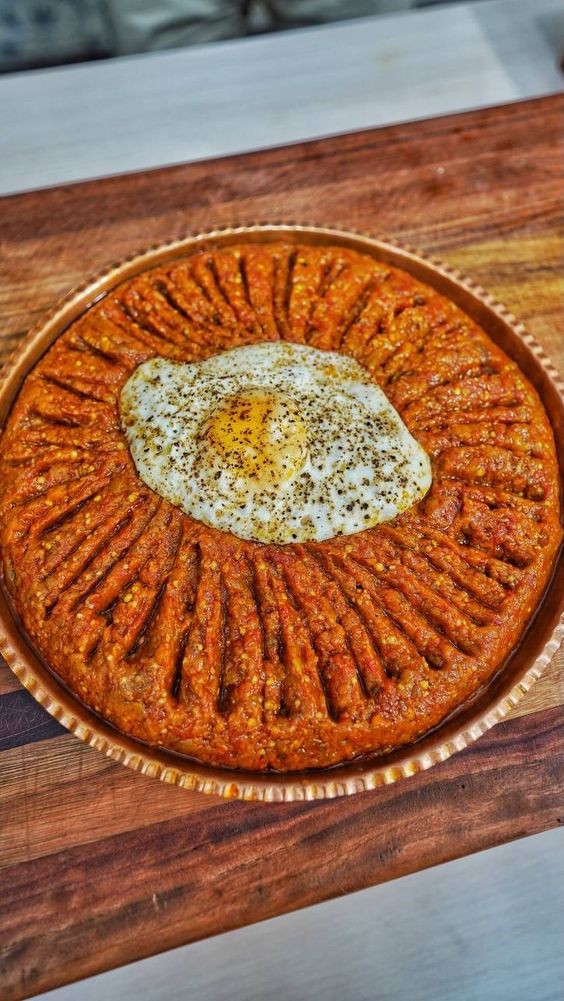 Mirza Ghasemi and Sunny side Eggs - an Iranian dish