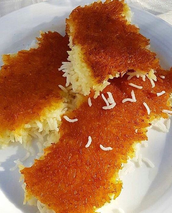 Tahdig - Crispy rice - an Iranian dish