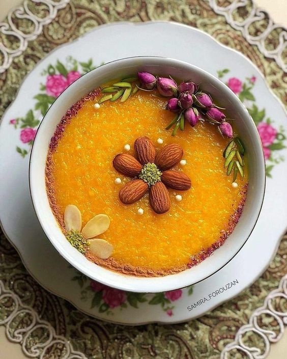 Sholeh Zard - Rice and Saffron Dessert - Iranian Dessert